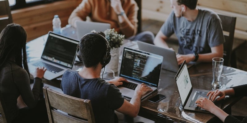 Diverse team collaborating